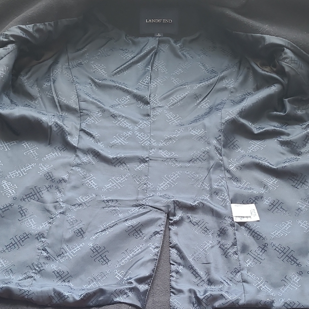 Lands' End Black Pea Coat Anchor Buttons Nautical Coastal - Picture 9 of 12